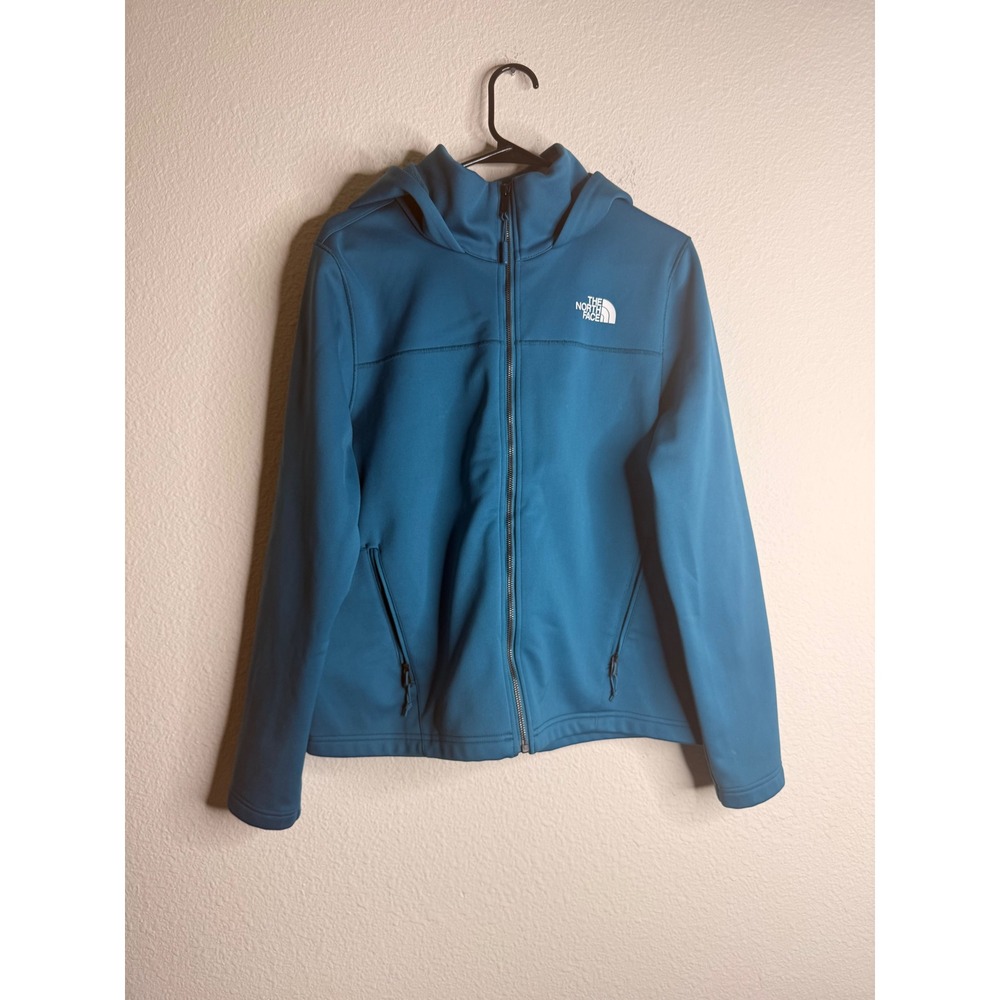 The North Face Apex Bionic Hoodie Womens L Blue Teal Softshell Jacket Full Zip